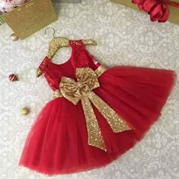 Sparkling Bling Things Other - NWT Sparkling Bling Sequin Bow Pink Baby Dress Wedding Flower Girl Birth…